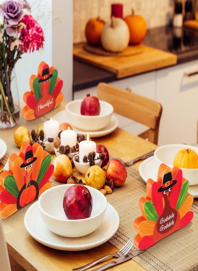 DoubleFill 3 Pcs Fall Thanksgiving Turkey Figurines Wooden Little Turkey Table Decor Fall Figurines Decorations for Home Autumn Thanksgiving Gifts Home Office Decor Party - Image 4